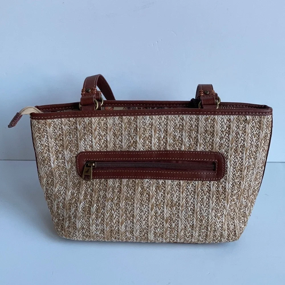 Sakroots small straw owl satchel handbag purse